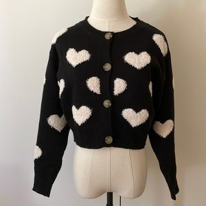 Black Ground and White Heart Cardigan